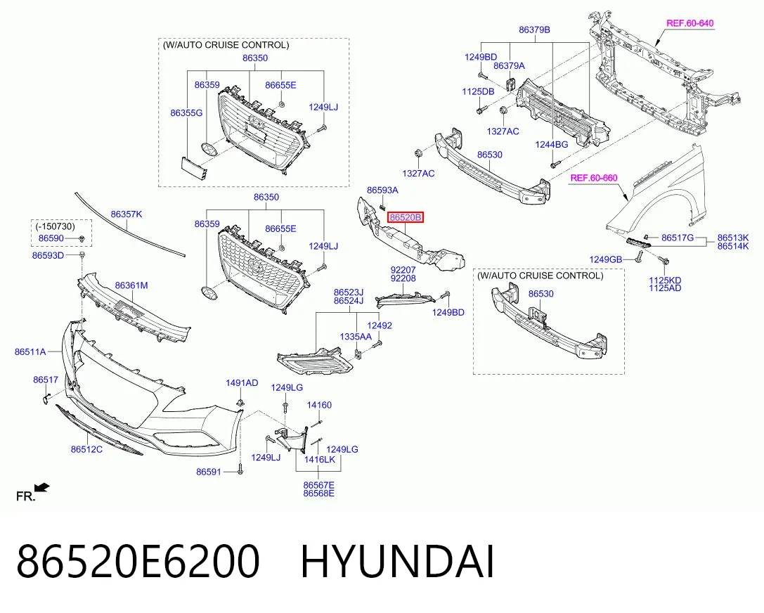 86520E6200 Hyundai/Kia Наповнювач бампера переднього
