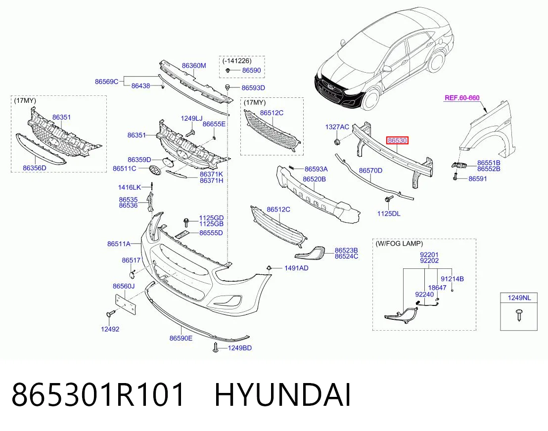 865301R101 Chrysler Балка бампера переднього
