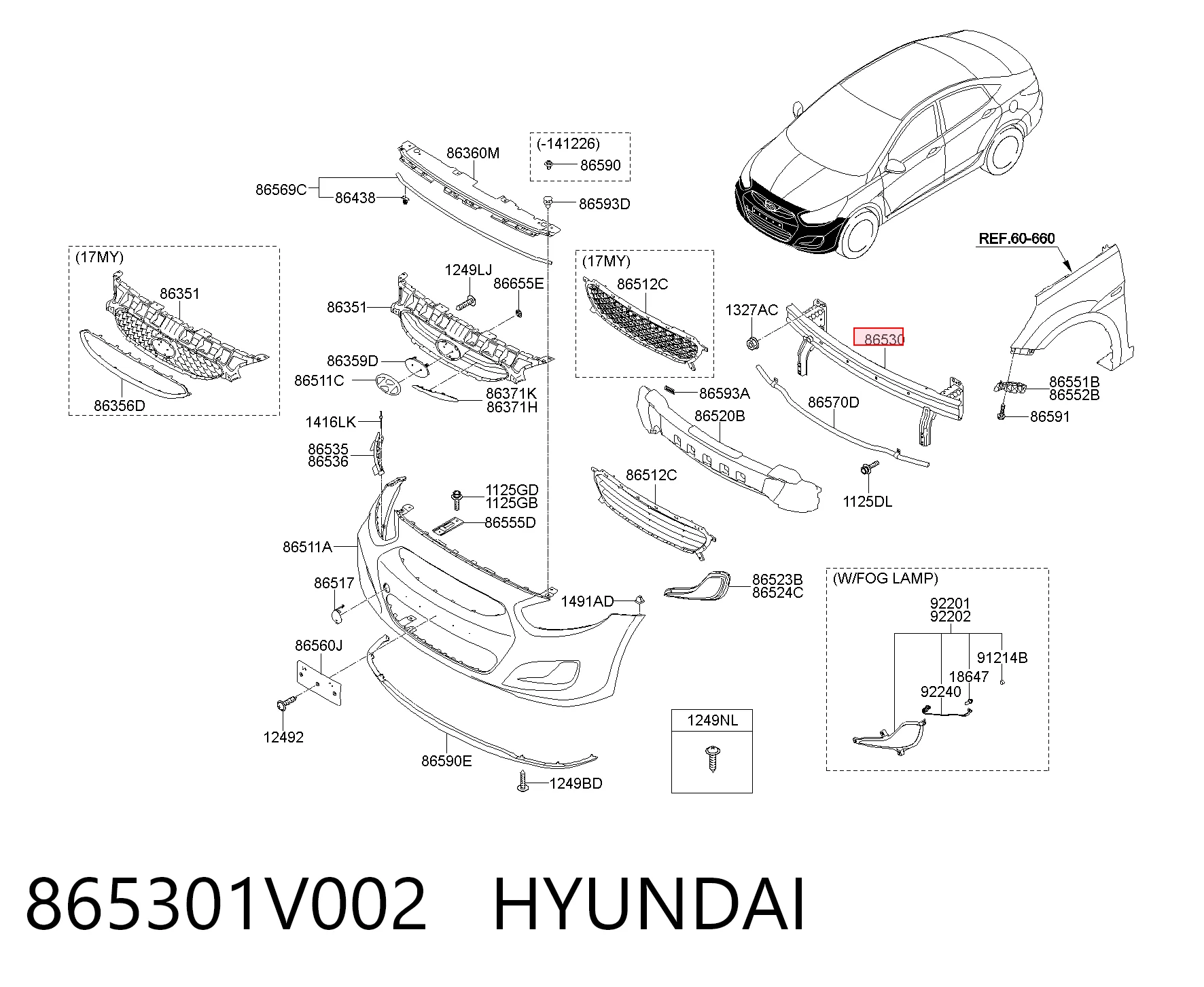Шина бампера переднього Chrysler 865301R101 ціна, від 48.14 USD
