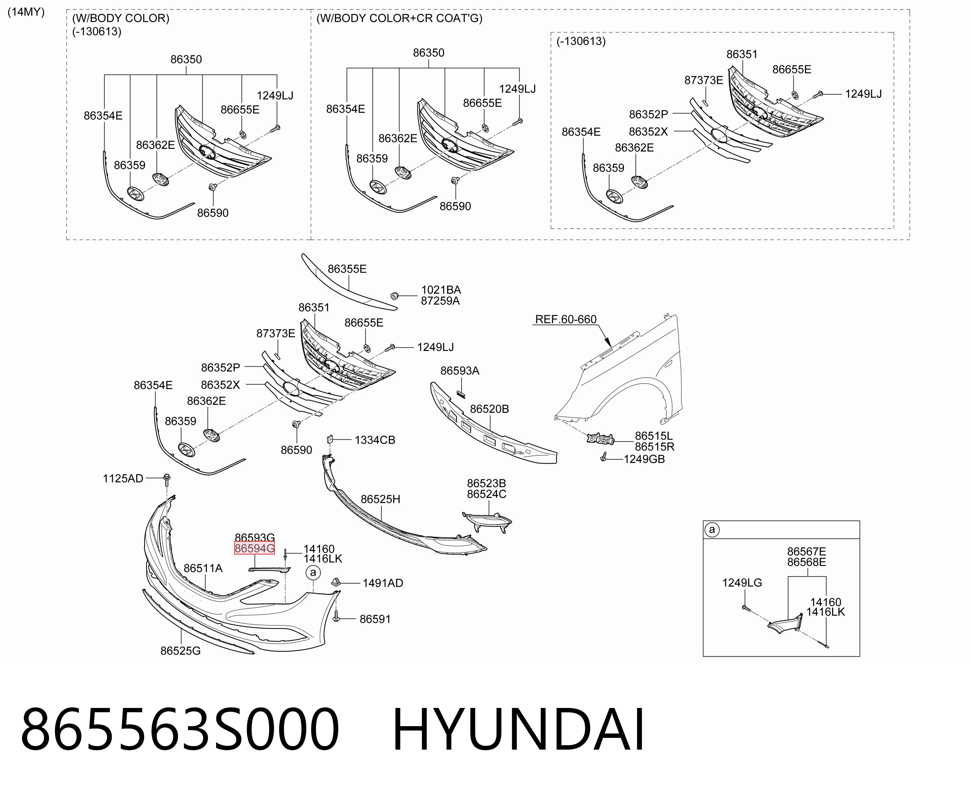 865563S000 Hyundai/Kia Праве кріплення переднього бампера