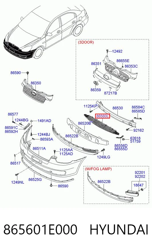 865601E000 Chrysler Решітка переднього бампера