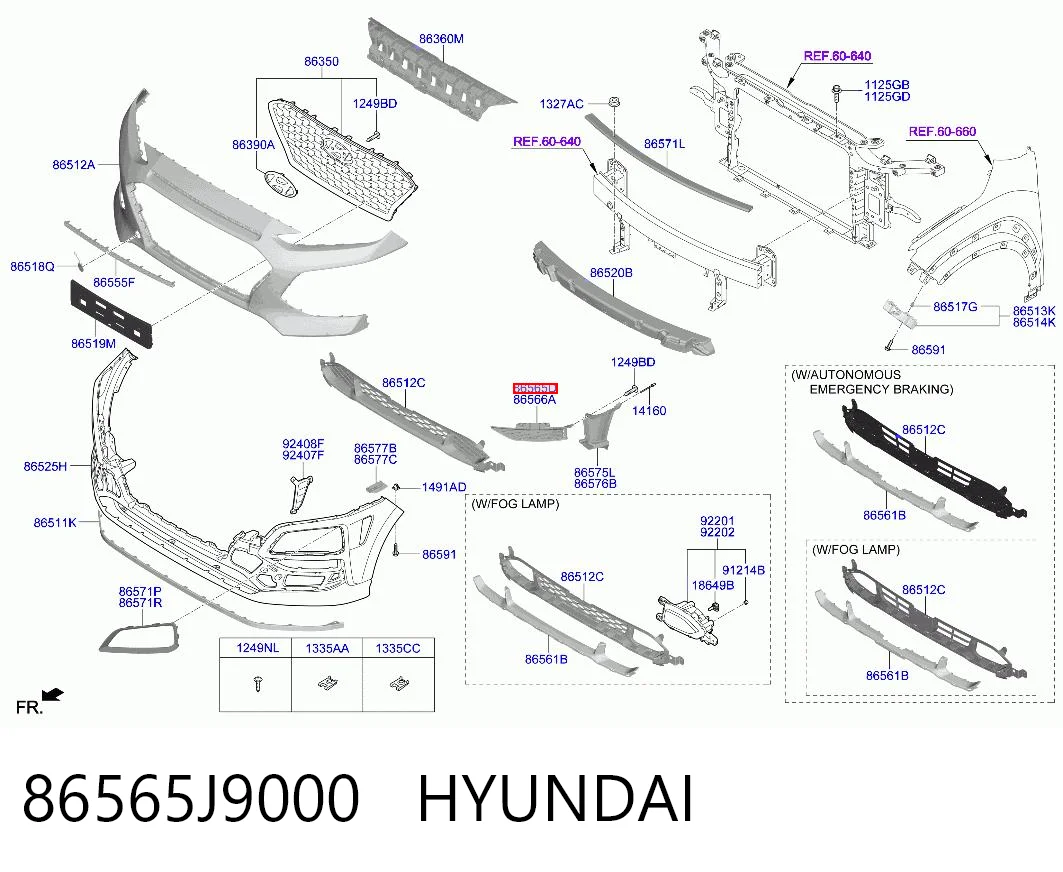 86565J9000 Hyundai/Kia Решітка переднього бампера, ліва