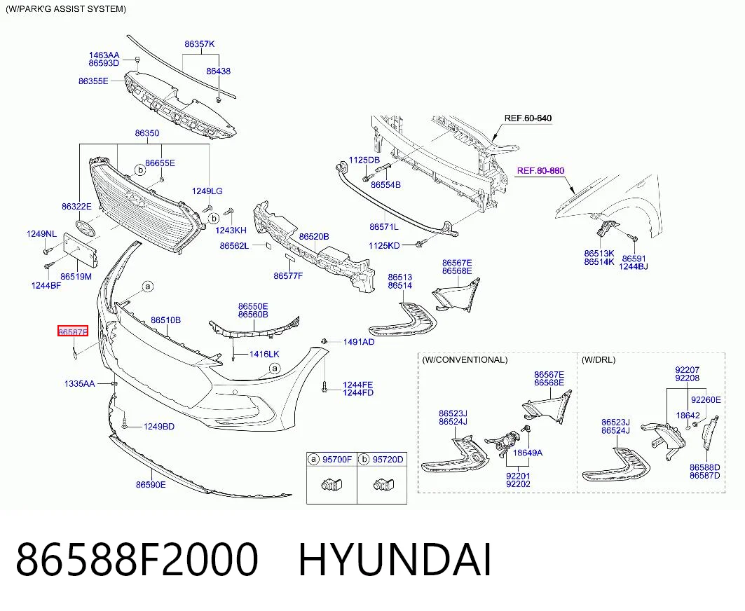 86588F2000 Hyundai/Kia Заглушка бампера буксирувального гака, передня