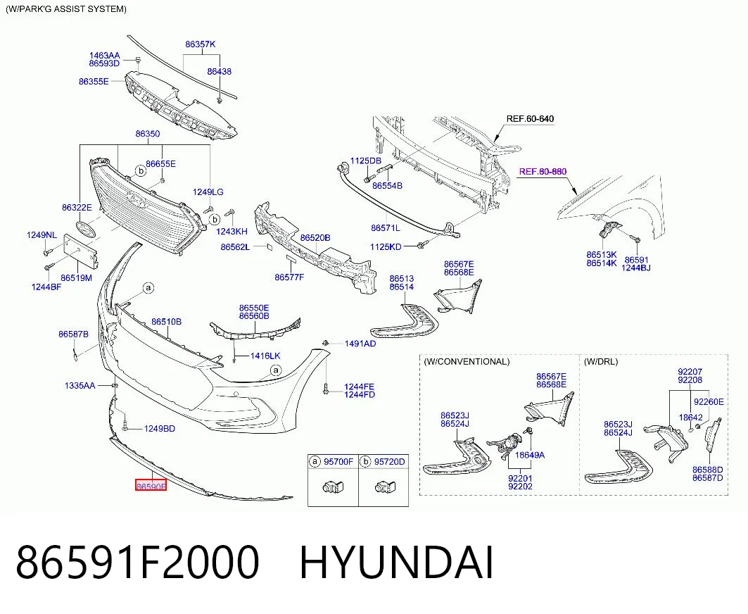 86591F2000 Hyundai/Kia Сплитер переднього бампера