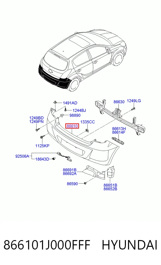 Буфер (бампер) задній на Hyundai I20 I PB