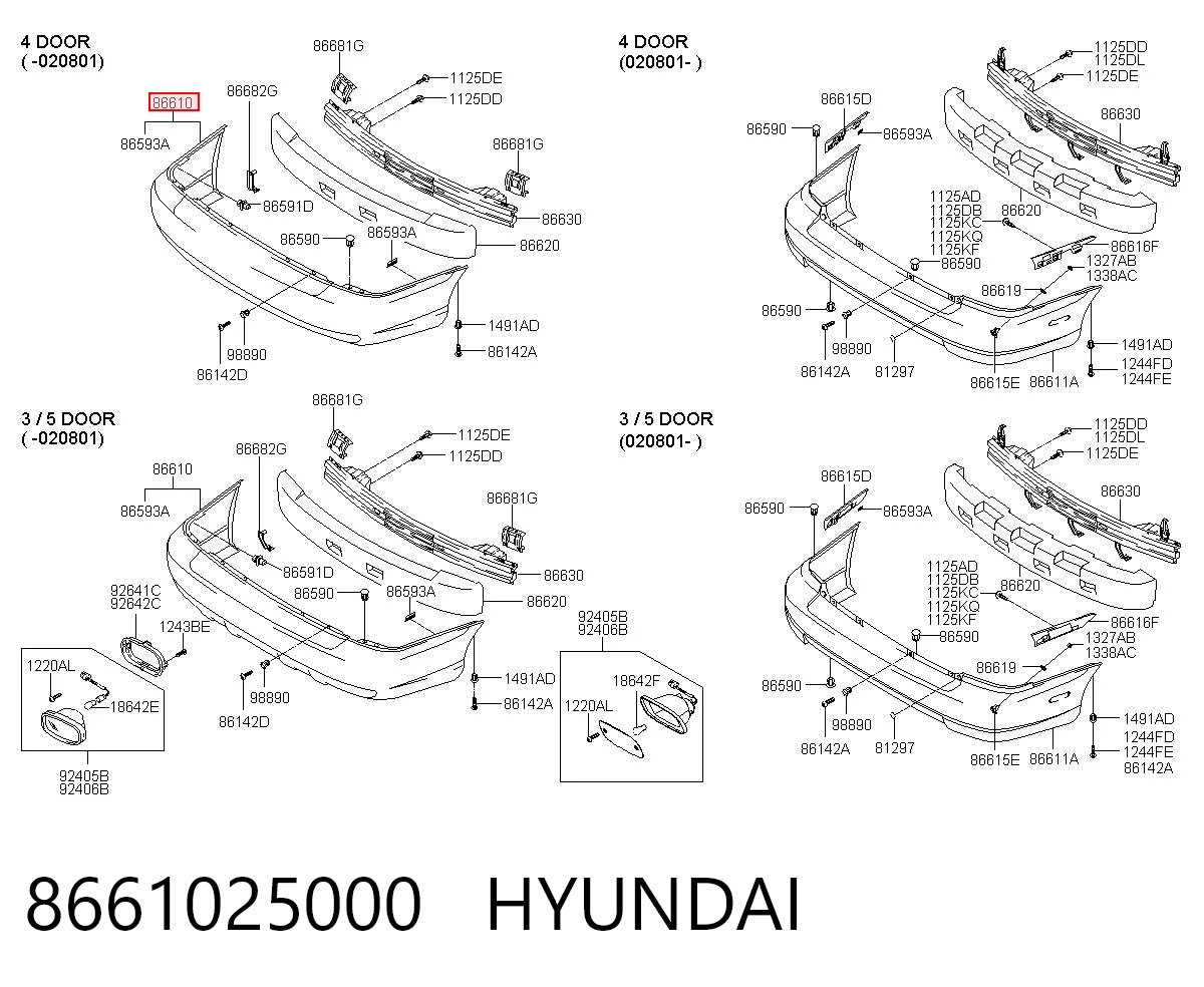 Буфер (бампер) задній на Hyundai Accent II LC