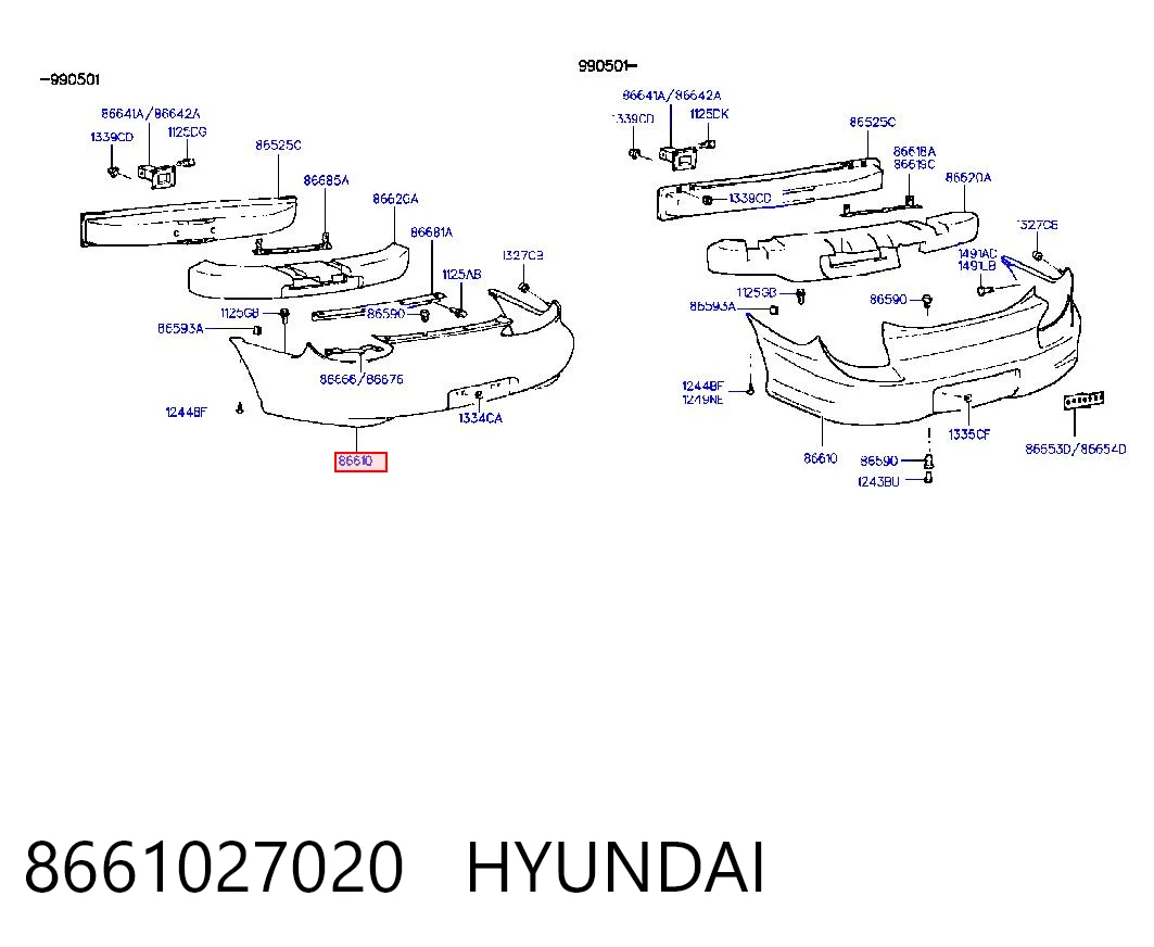 Буфер (бампер) задній на Hyundai Coupe I RD