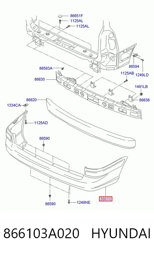 Буфер (бампер) задній на Hyundai Trajet  FO