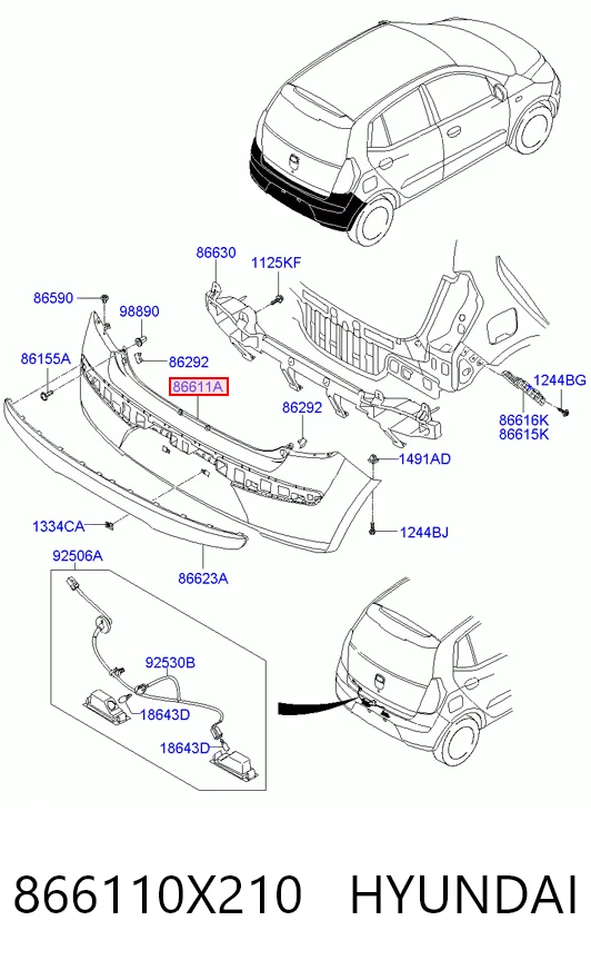 Буфер (бампер) задній на Hyundai I10  PA
