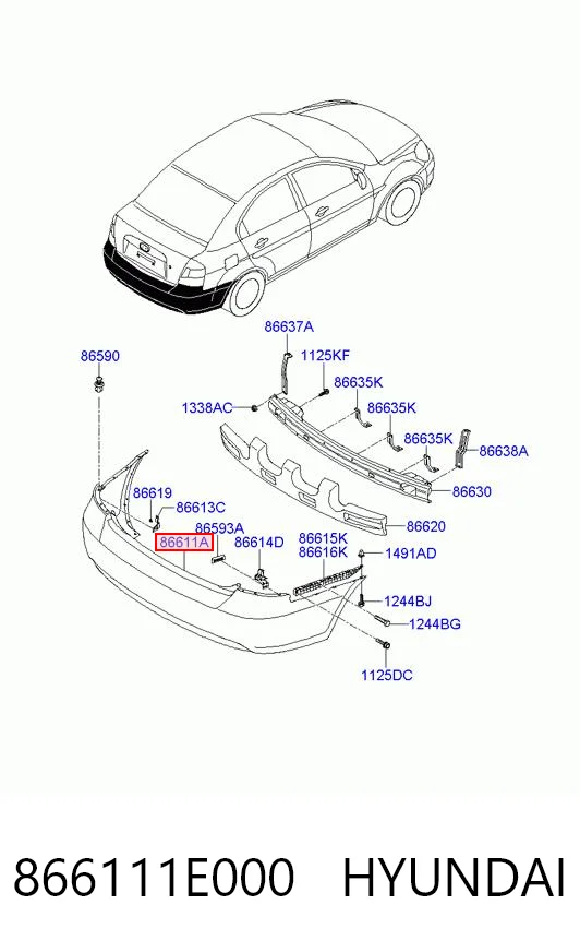 Буфер (бампер) задній на Hyundai Accent III MC