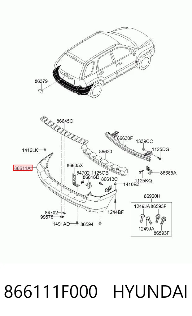 Буфер (бампер) задній на KIA Sportage II JE