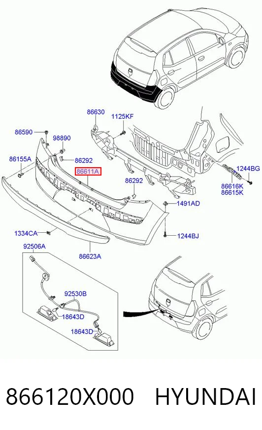 Кожух бампера заднього Hyundai I10 хетчбек (PA) (2010 - 2013) ціна, від 63.78 USD