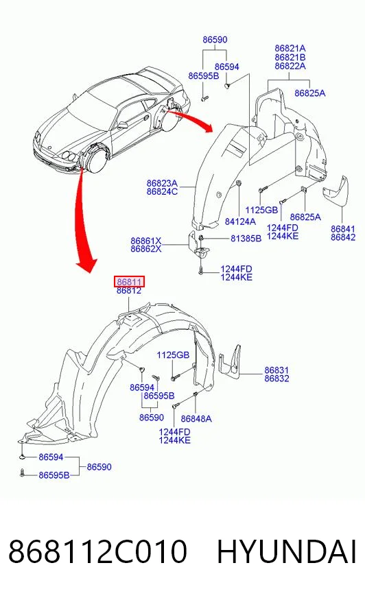 Підкрилок передній лівий на Hyundai Coupe II GK