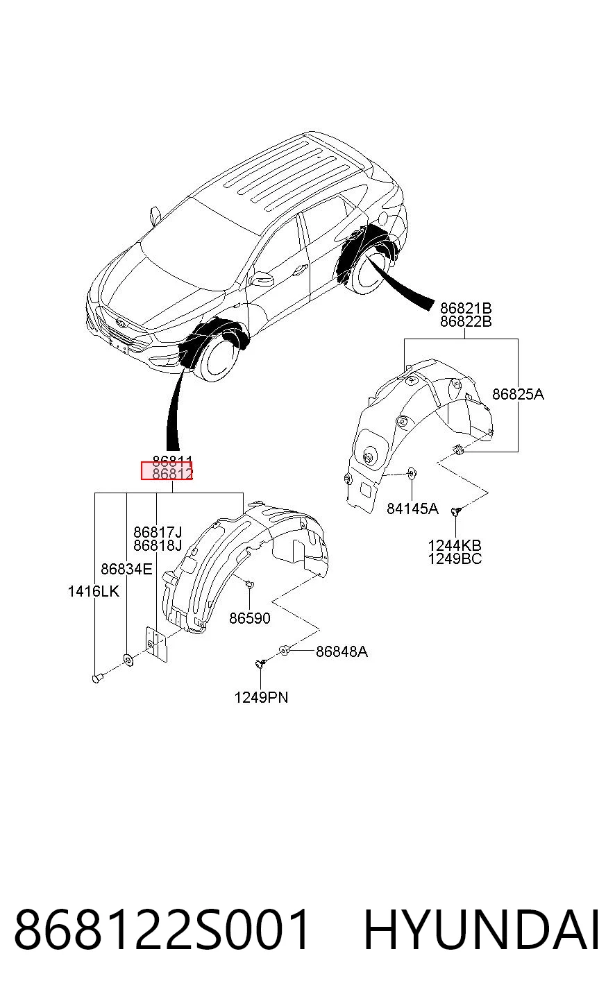 Підкрилок переднього крила, правий на Hyundai Tucson II TM
