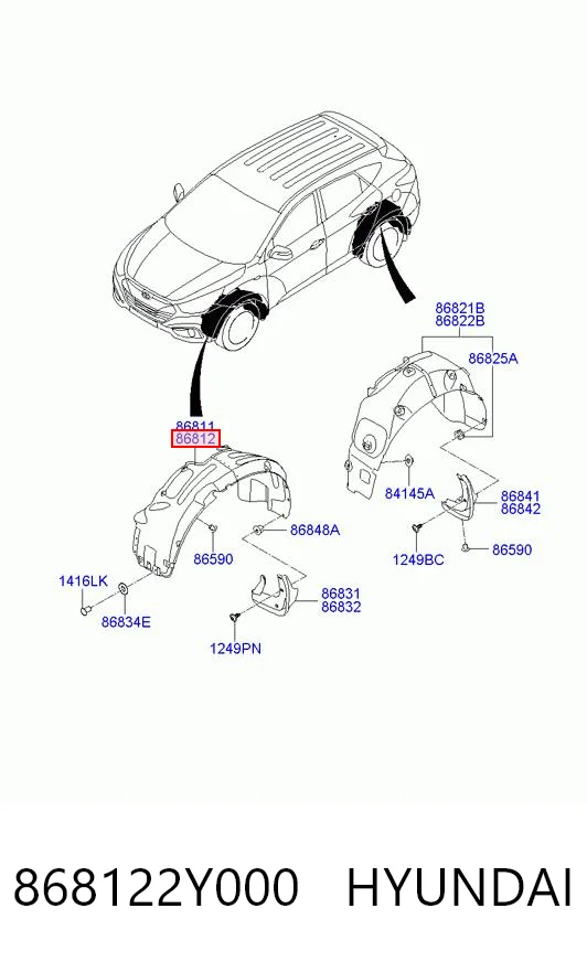 Подкрильнікі переднього крила, правий Hyundai Tucson II позашляховик (TM) (2010 - 2015) ціна, від 9.70 USD