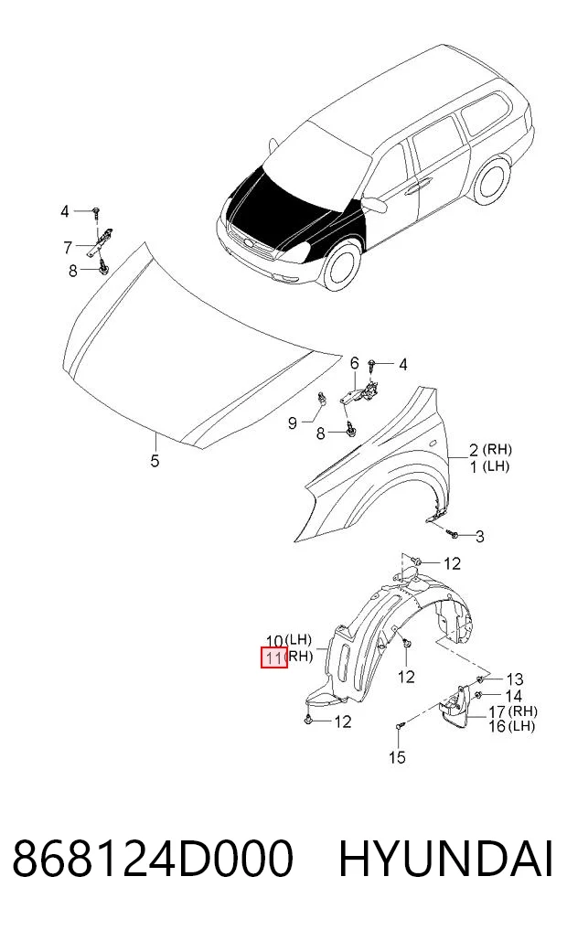 868124D000 Hyundai/Kia Підкрилок переднього крила, правий