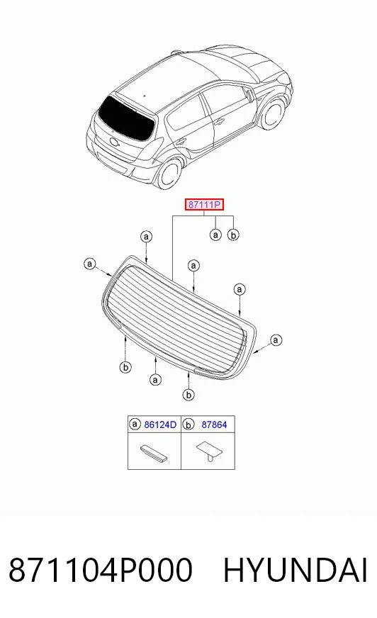 AB71267A XYG Скло третіх/п'ятих дверей