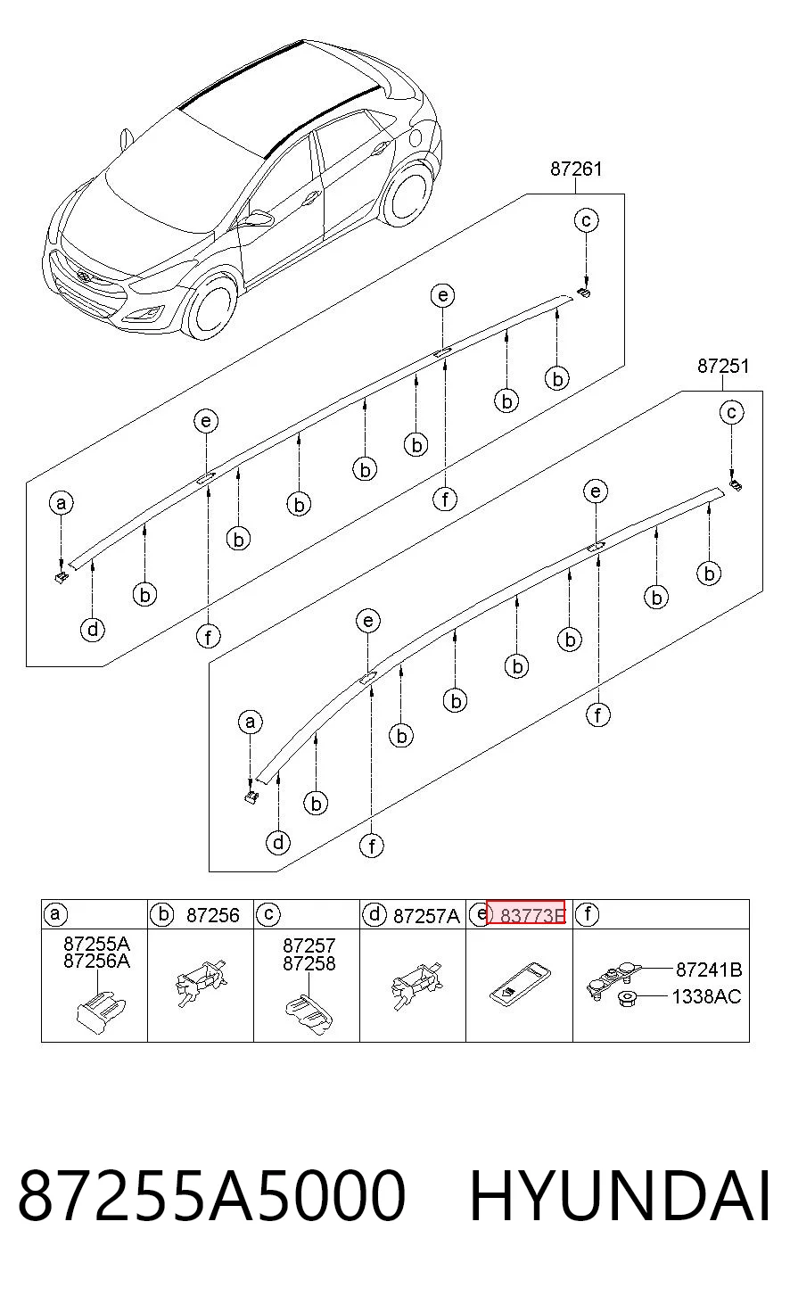 87255A5000 Hyundai/Kia Заглушка рейки/рейлинга багажника даху, передня