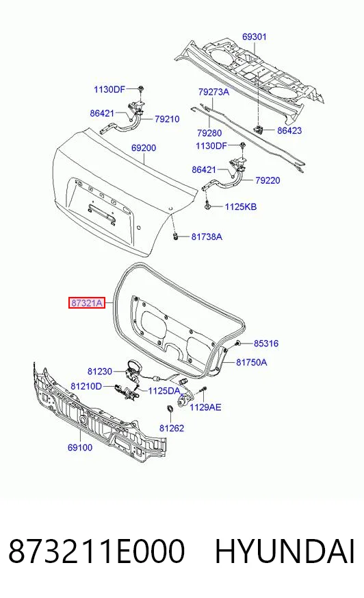 873211E000 Hyundai/Kia Прокладочний гумка багажника