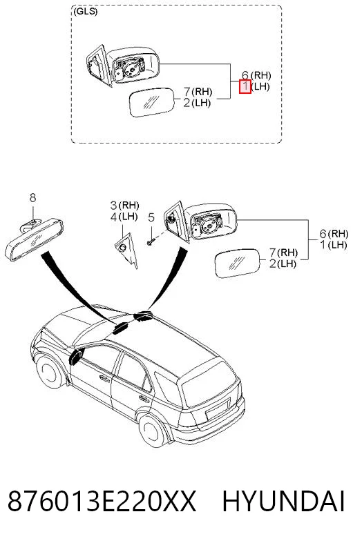 Ліве бічне дзеркало KIA Sorento I позашляховик (JC) (2006 - 2011) ціна, від 42.06 USD