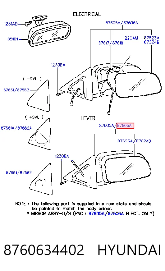 Дзеркало заднього виду, праве Hyundai Sonata 3 Y-3