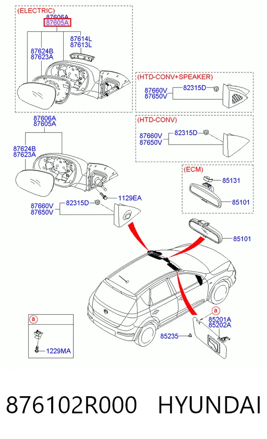 Купити 876102L100 General Motors Бічне дзеркало заднього виду ліве