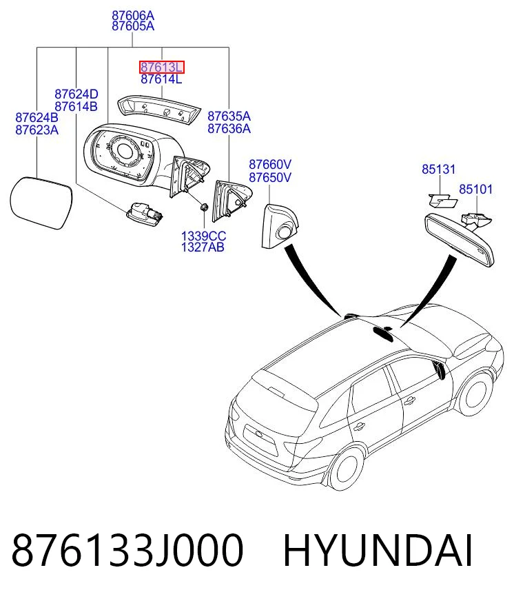876133J000 Hyundai/Kia Покажчик повороту дзеркала, лівий