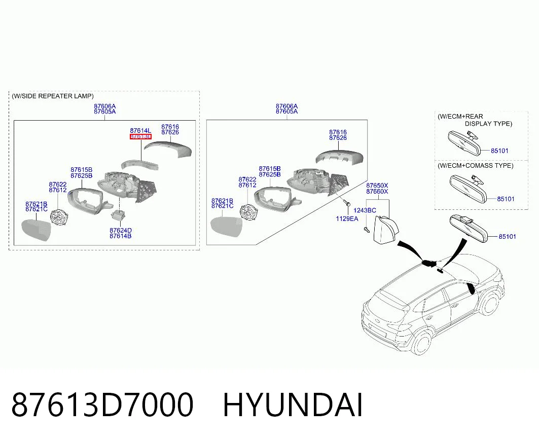 87613D7000 Hyundai/Kia Покажчик повороту дзеркала, лівий