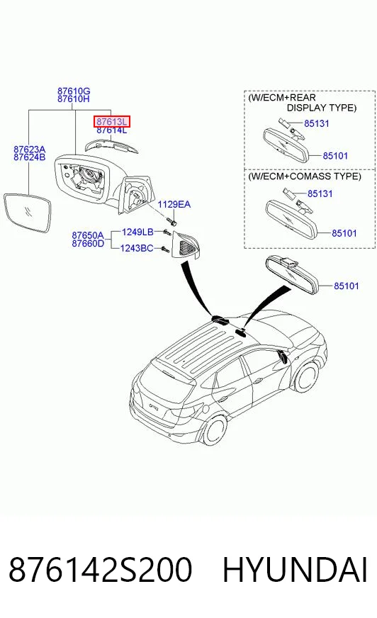 876142S200 Hyundai/Kia Покажчик повороту дзеркала, лівий