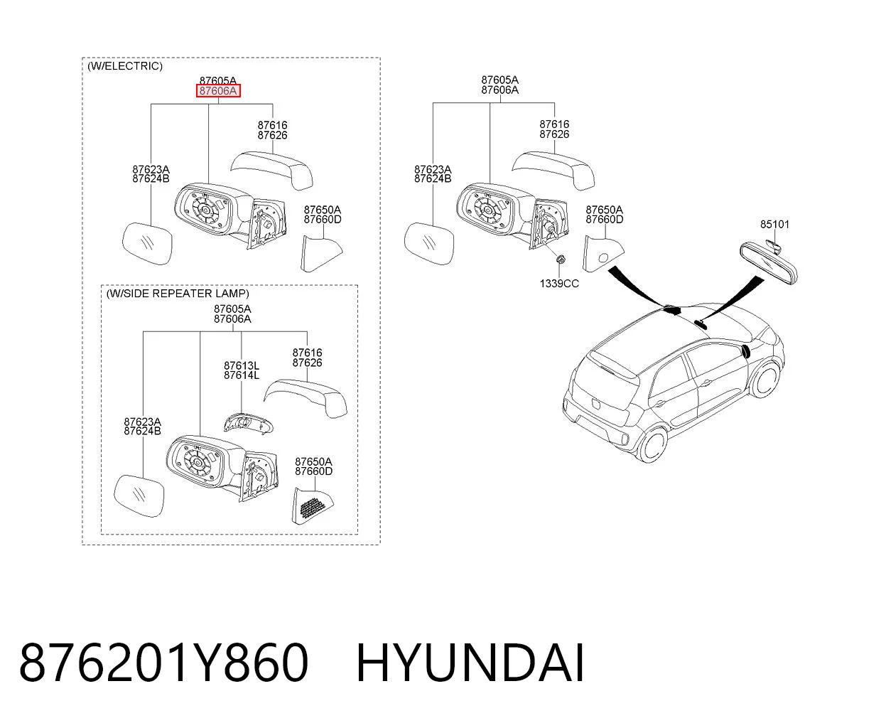  Дзеркало праве KIA Picanto 2