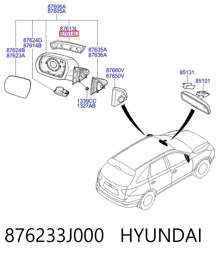 876233J000 Hyundai/Kia Покажчик повороту дзеркала, правий