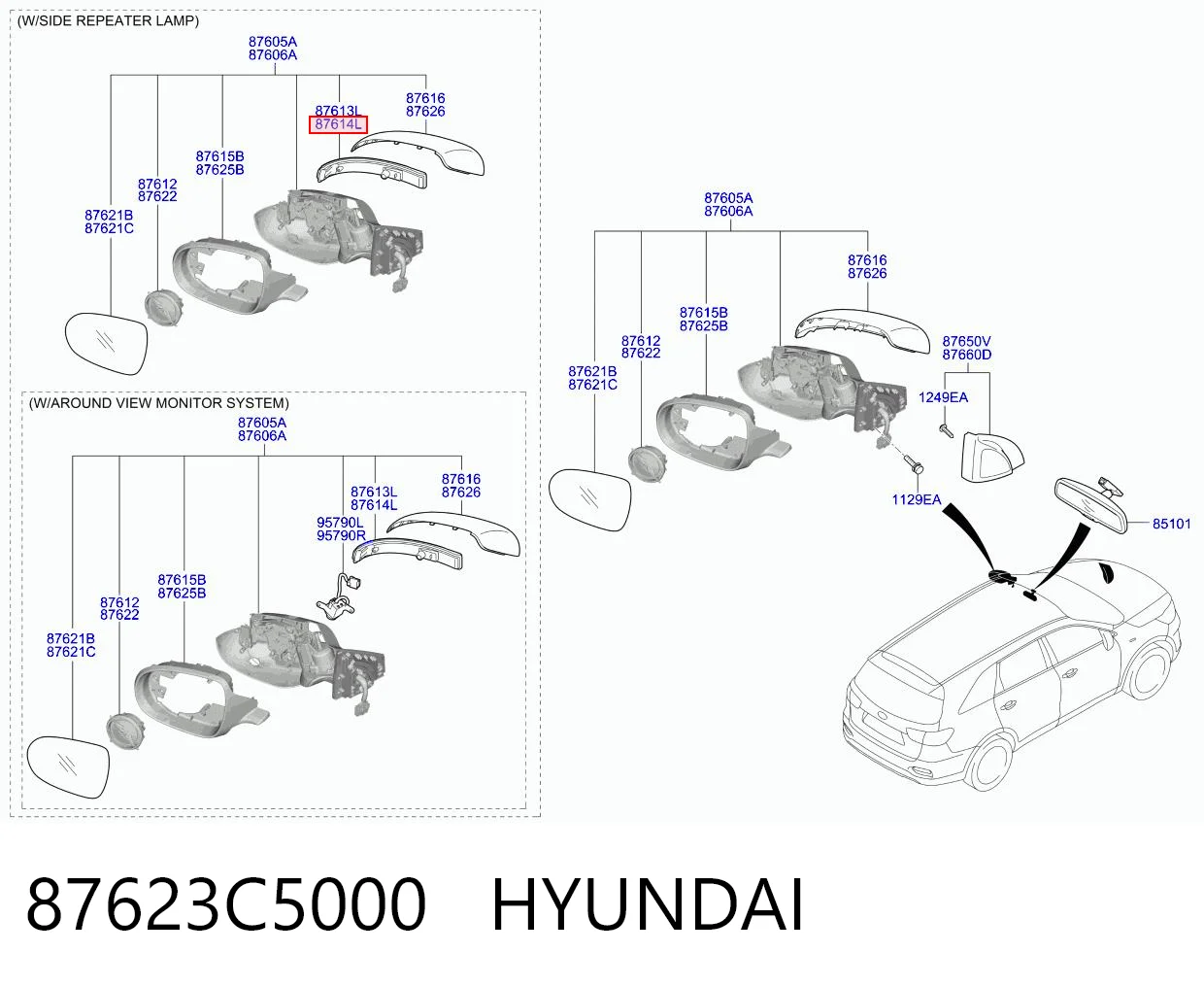 87623C5000 Hyundai/Kia Покажчик повороту дзеркала, лівий