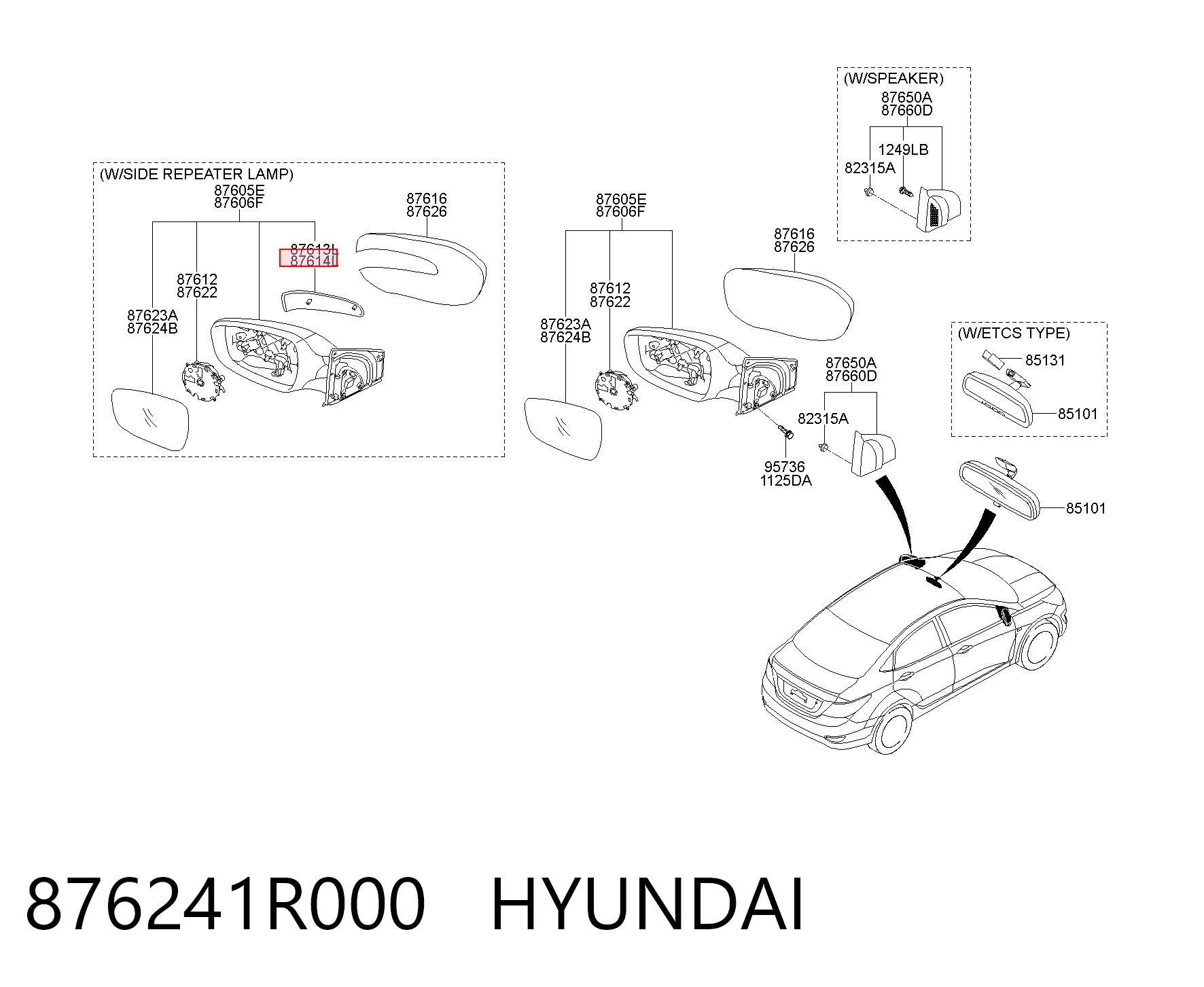 876241R000 Hyundai/Kia Покажчик повороту дзеркала, правий