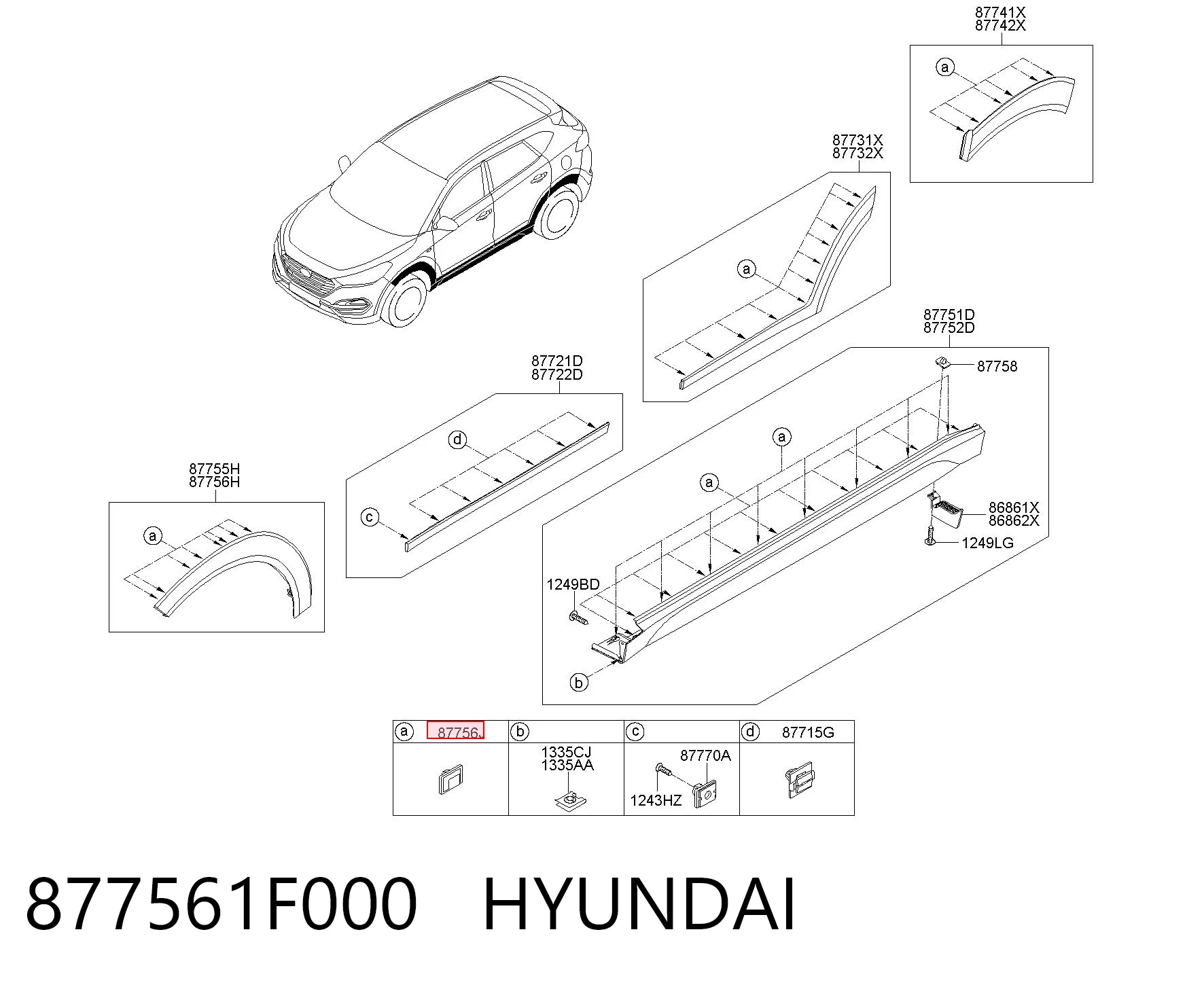 877561F000 Hyundai/Kia Кліпса кріплення накладок порогів
