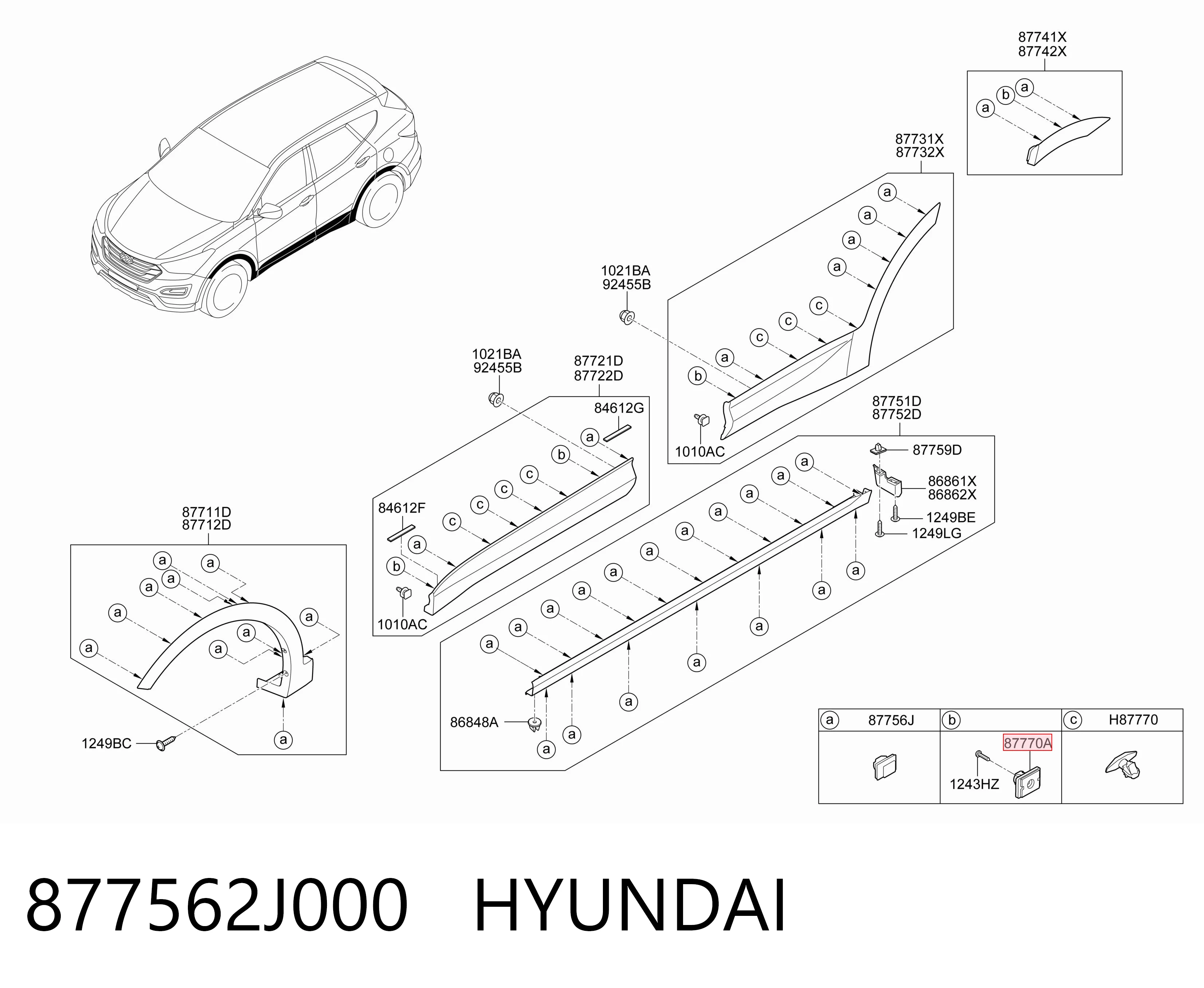 877562J000 Hyundai/Kia Кліпса (пістон) кріплення молдинга двері