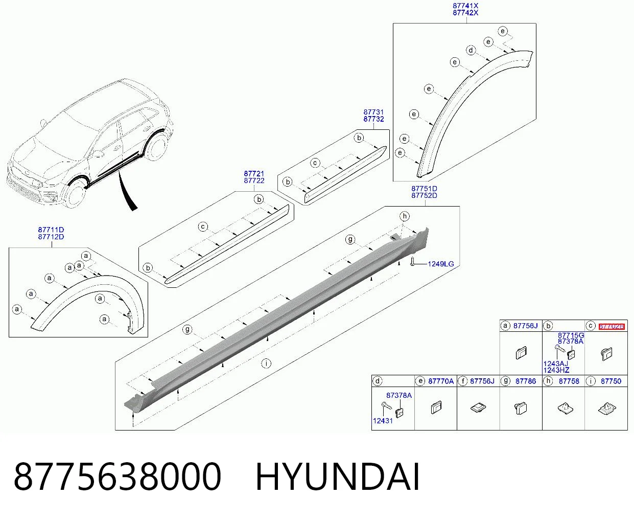 8775638000 Hyundai/Kia Кліпса (пістон) кріплення молдинга двері