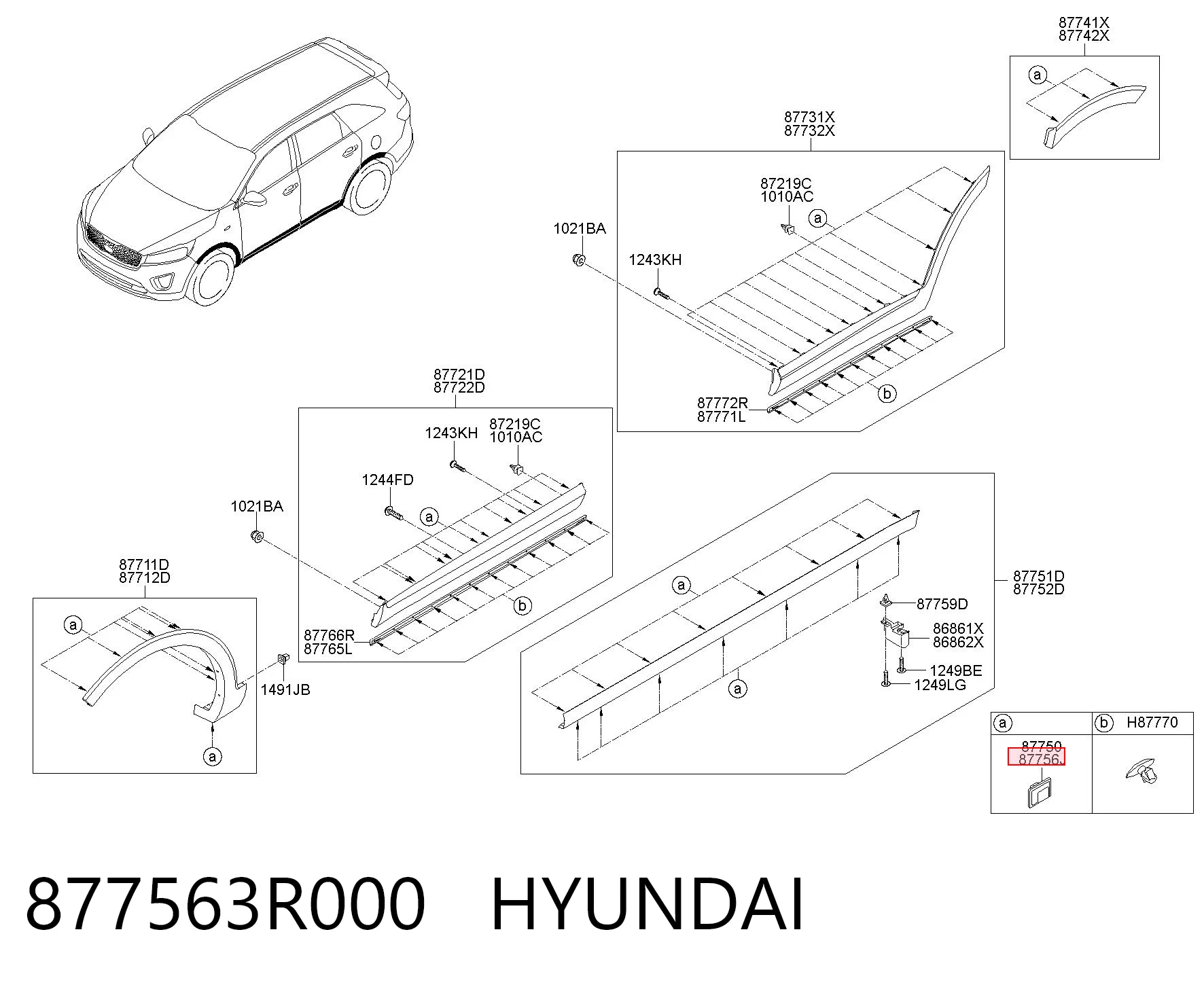 877563R000 Hyundai/Kia Кліпса кріплення накладок порогів