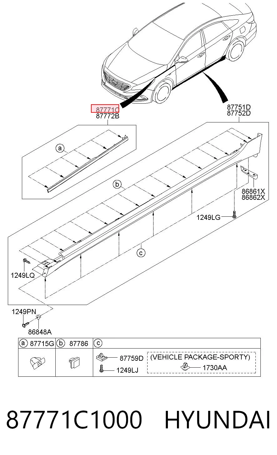 87771C1000 Hyundai/Kia Накладка переднього лівого крила