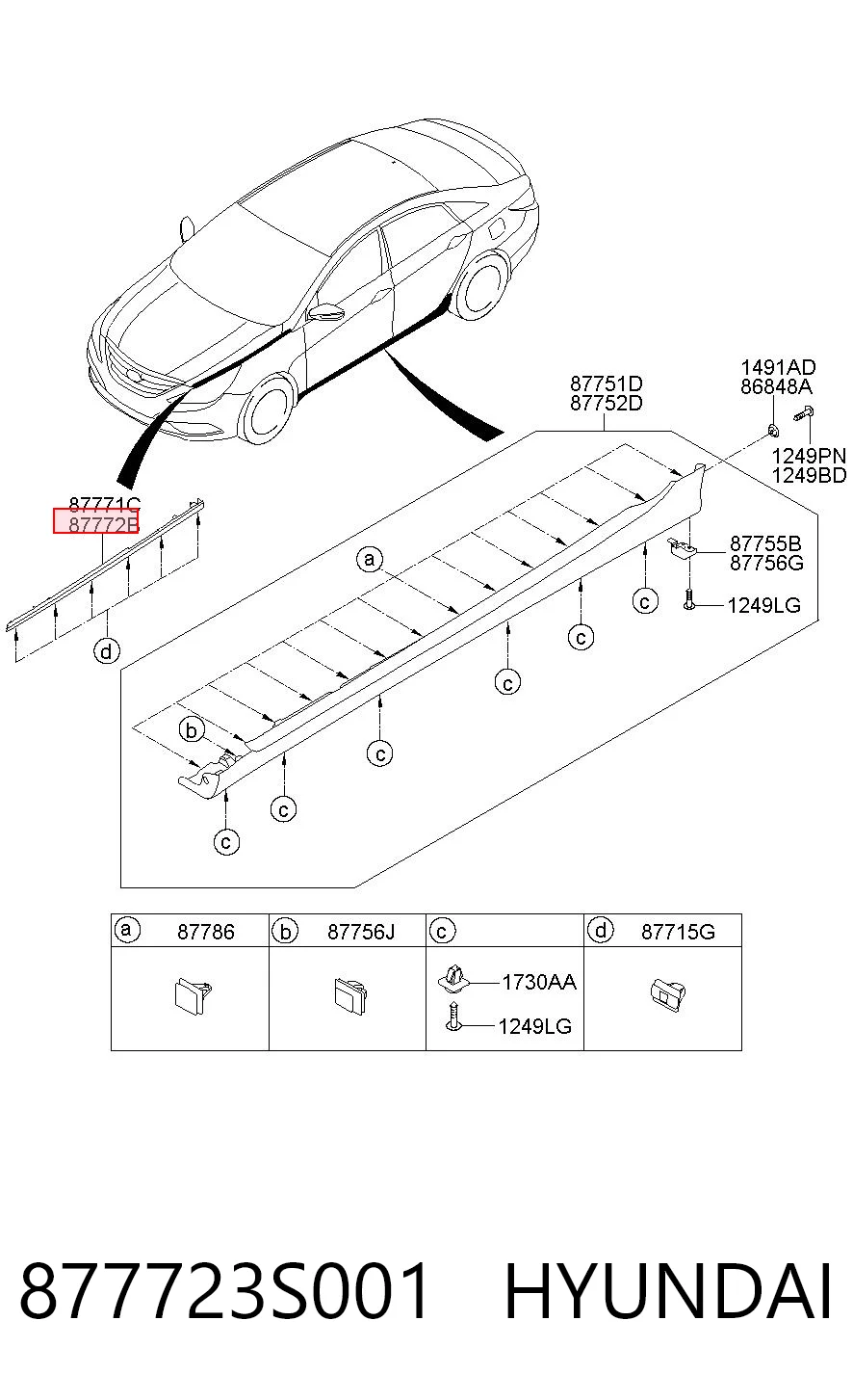 877723S001 Hyundai/Kia Молдинг переднього правого крила