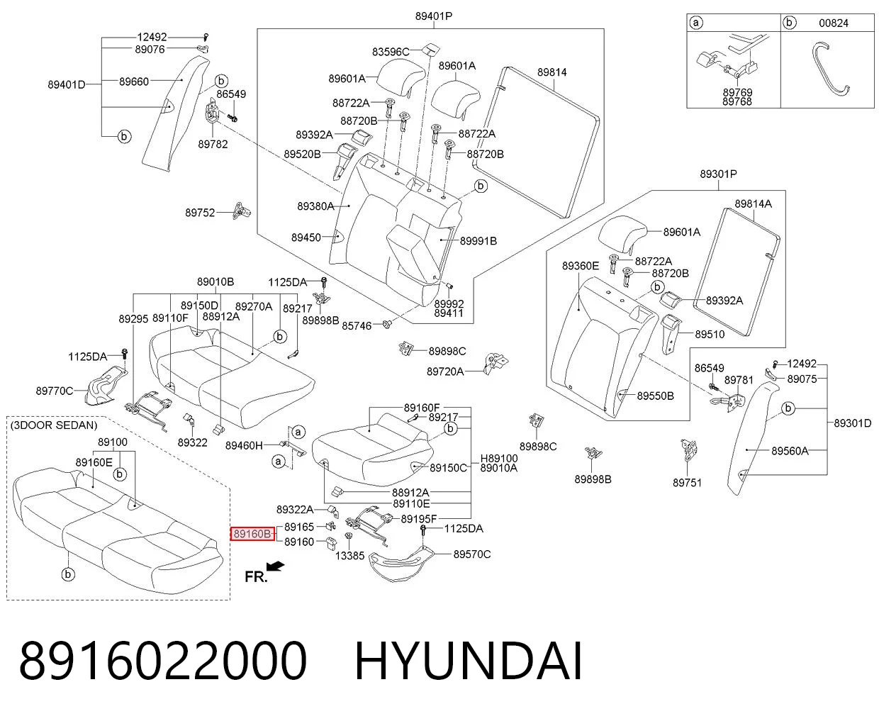 8916022000 Hyundai/Kia Фіксатор сидіння заднього