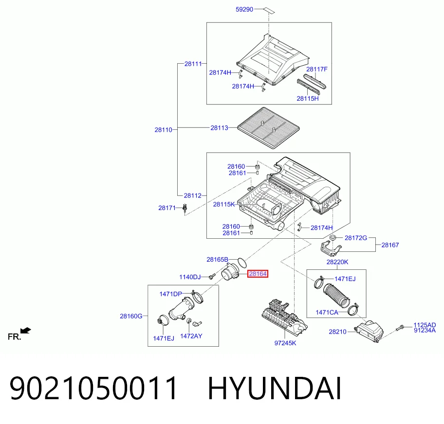 9021050011 Hyundai/Kia Датчик витрати повітря
