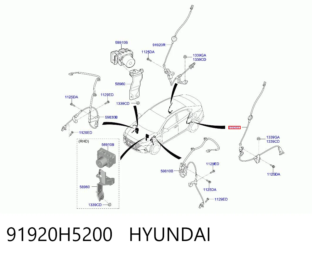 91920H5200 Hyundai/Kia Провід датчика АБС задній лівий