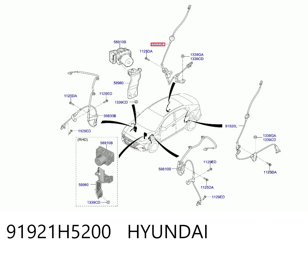 91921H5200 Hyundai/Kia Датчик ABS задній правий