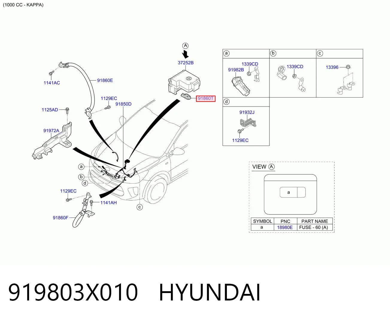 919803X010 Hyundai/Kia Клема акумулятора (АКБ)