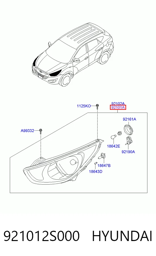 Фара дальнього світла в зборі на Hyundai Ix35  LM