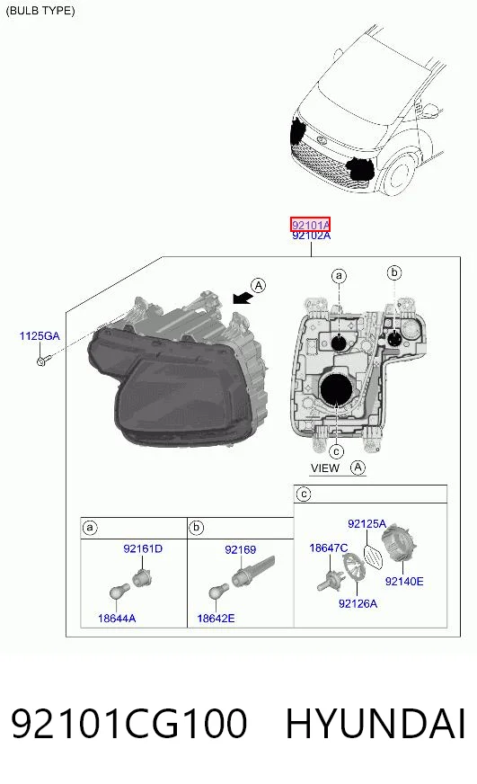 92101CG100 Hyundai/Kia Фара дальнього світла в зборі