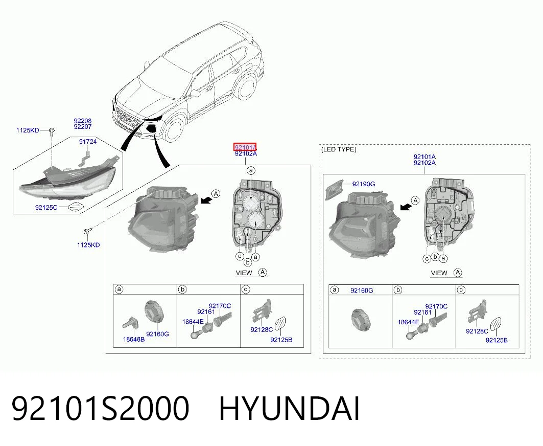 92101S2000 Hyundai/Kia Фара дальнього світла в зборі