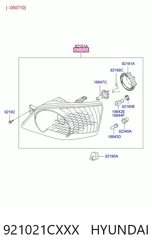 Фара правая на Hyundai Getz  