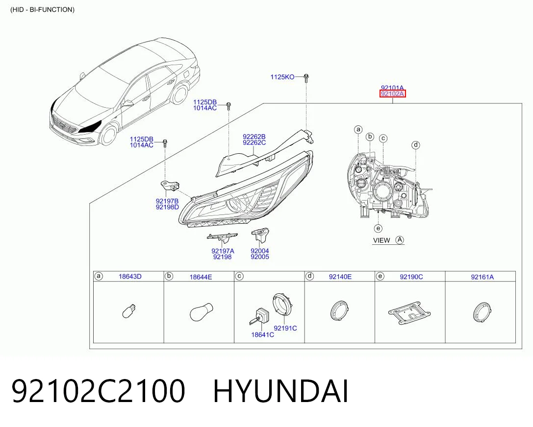 92102C2100 Hyundai/Kia Основна фара - вставка