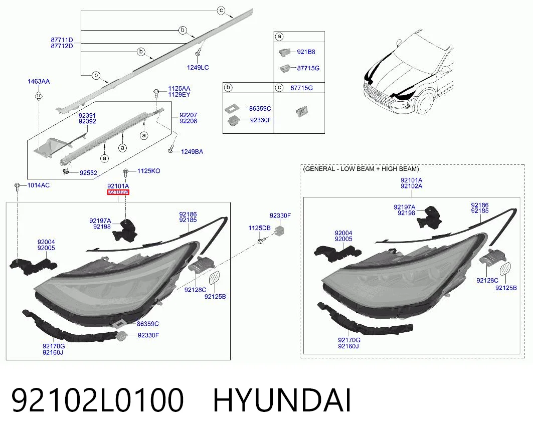 92102L0100 Hyundai/Kia Фара правая